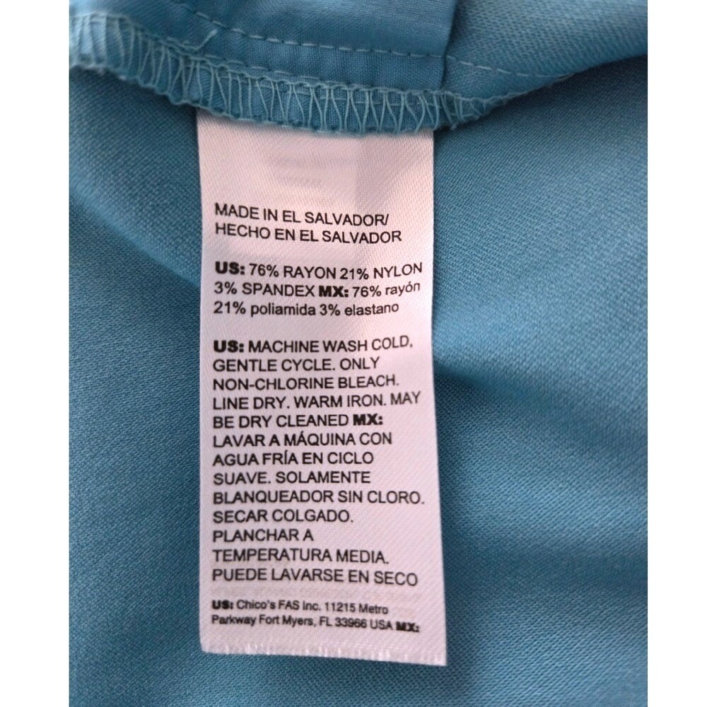 Chicos Trapunto Wide Leg‎ Crop Pants Turquoise Blue Sz 3.5/18 NWT - Picture 6 of 6